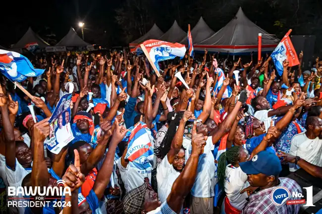 Crowd showing Bawumia campaign support during the event.